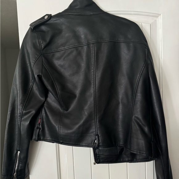 Levi Faux Leather Jacket Sz large Black - Picture 5 of 7